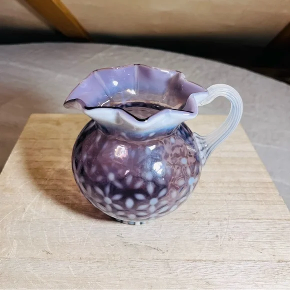 Sold! Fenton Purple Opalescent Snowflake Pitcher - Picture 2 of 8